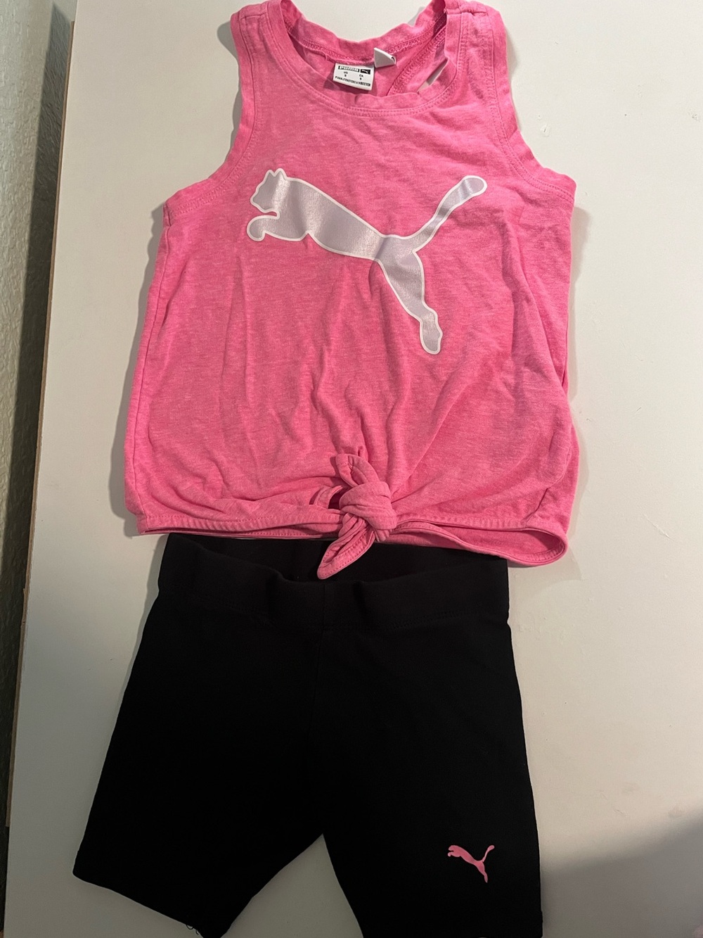 Puma Pink Tie-Knot Tank Top with shorts